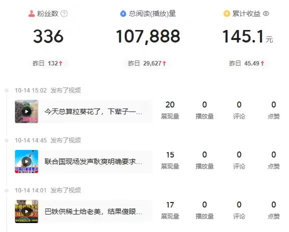 图片[8]-今日头条九宫格数据反馈，几个运行好的账号一天已经200+收益，头条我们发的不是文章，而是视频内容，一天10—20条素材，量变引起质变！